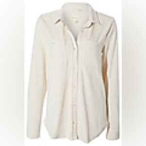 THREAD & SUPPLY BUTTON FRONT TOP - HEATHER OATMEAL